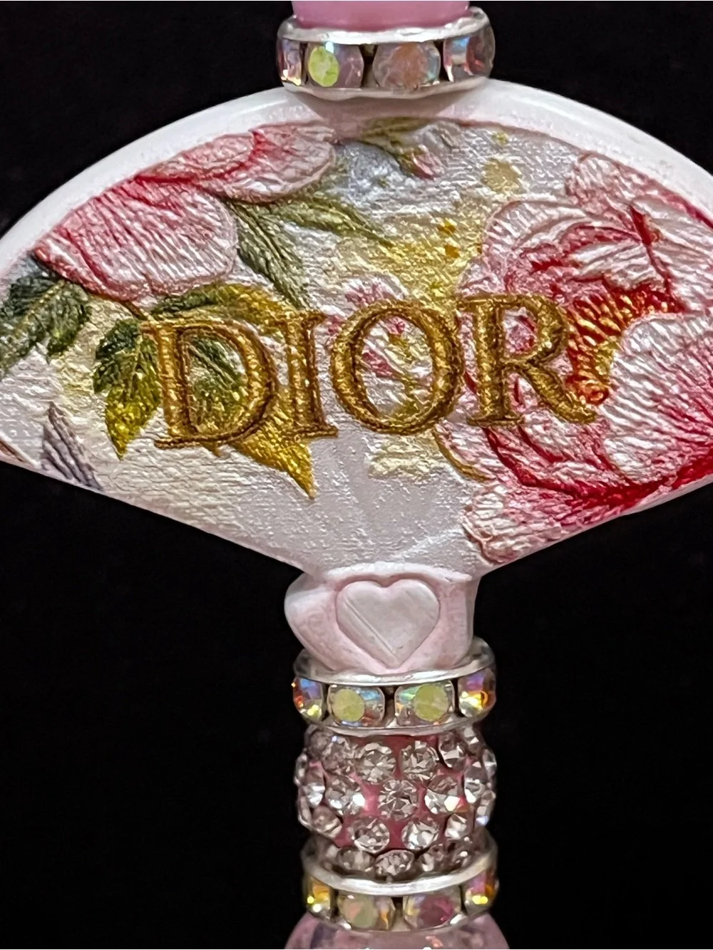 Rare Designer inspired Pink Floral fan focal Beaded Decorative Pen!